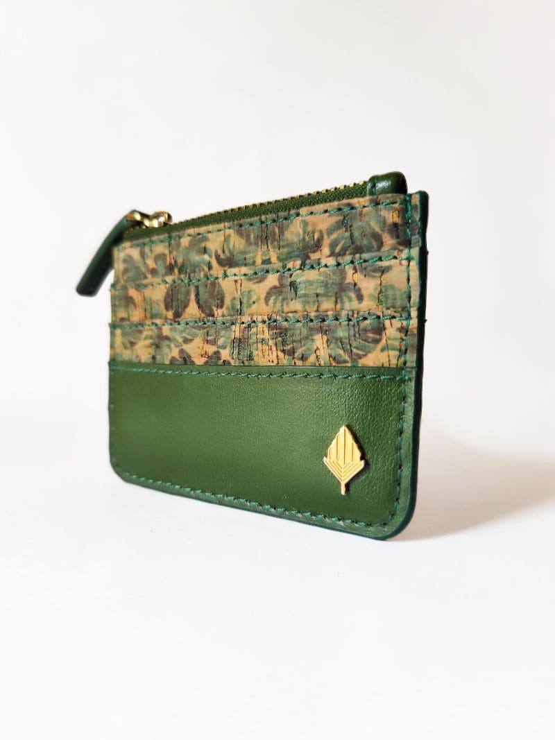 Green Floral Print Cardholder by Green Hermitage with Cactus Leather, Cardholders, Casual Wear, Floral Prints, Free Size, Green, Hemp, Lyocell, Recycled at Kamakhyaa for sustainable fashion