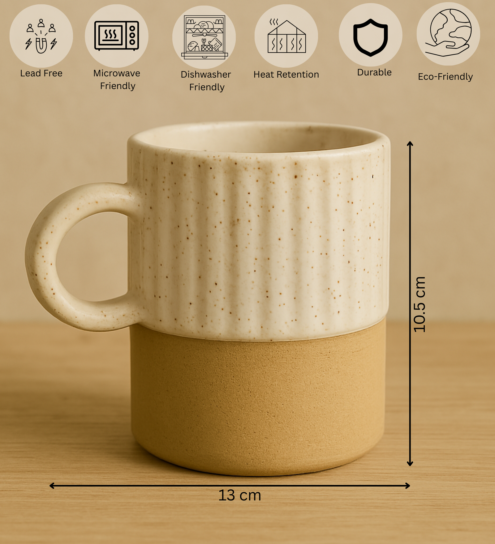 Earth & Ivory – Rustic Stoneware Mug by Aetherea World with at Kamakhyaa for sustainable fashion