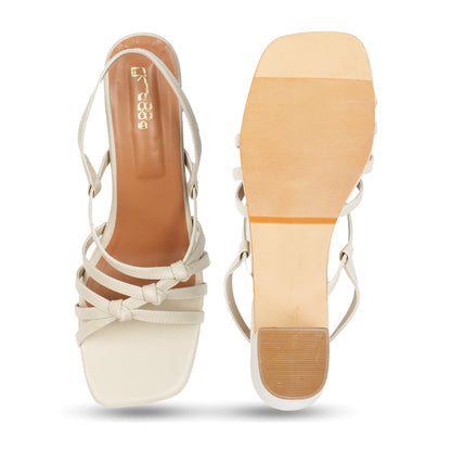 Cream Knot Heels by Ek Agga with heels, stylish at Kamakhyaa for sustainable fashion