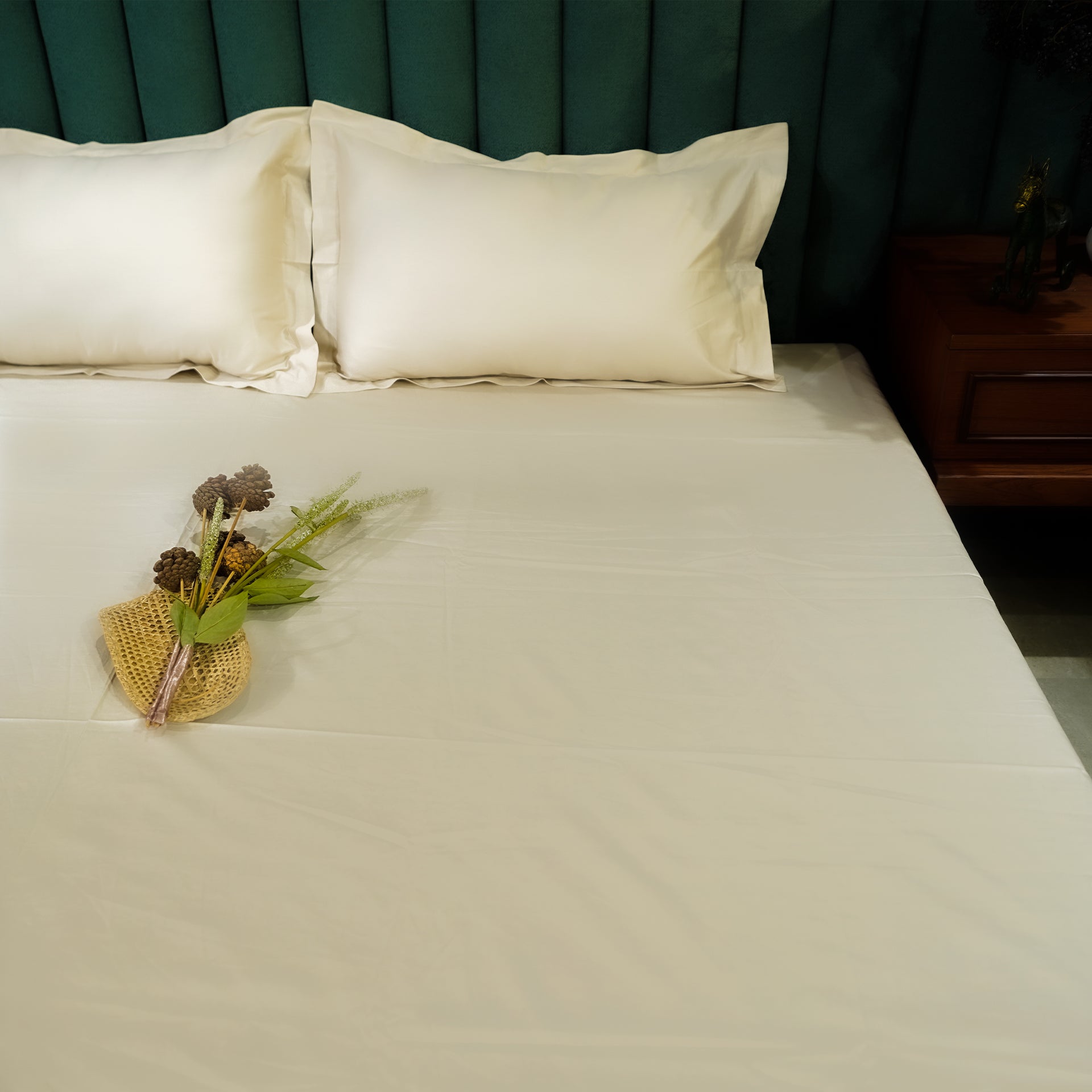 Beige Bliss 300 TC|400 TC|500 TC Flat Sheet Set by Aetherea with Plain Bedsheets at Kamakhyaa for sustainable fashion