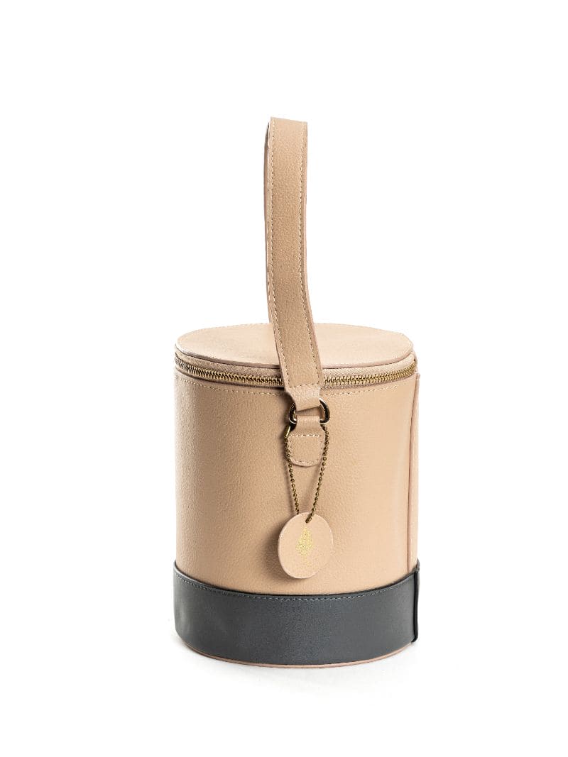 Beige Solid Bucket Bag by Green Hermitage with Apple Leather, Beige, Bucket Bags, Casual Wear, Free Size, Hemp, Lyocell, Recycled, Solids at Kamakhyaa for sustainable fashion