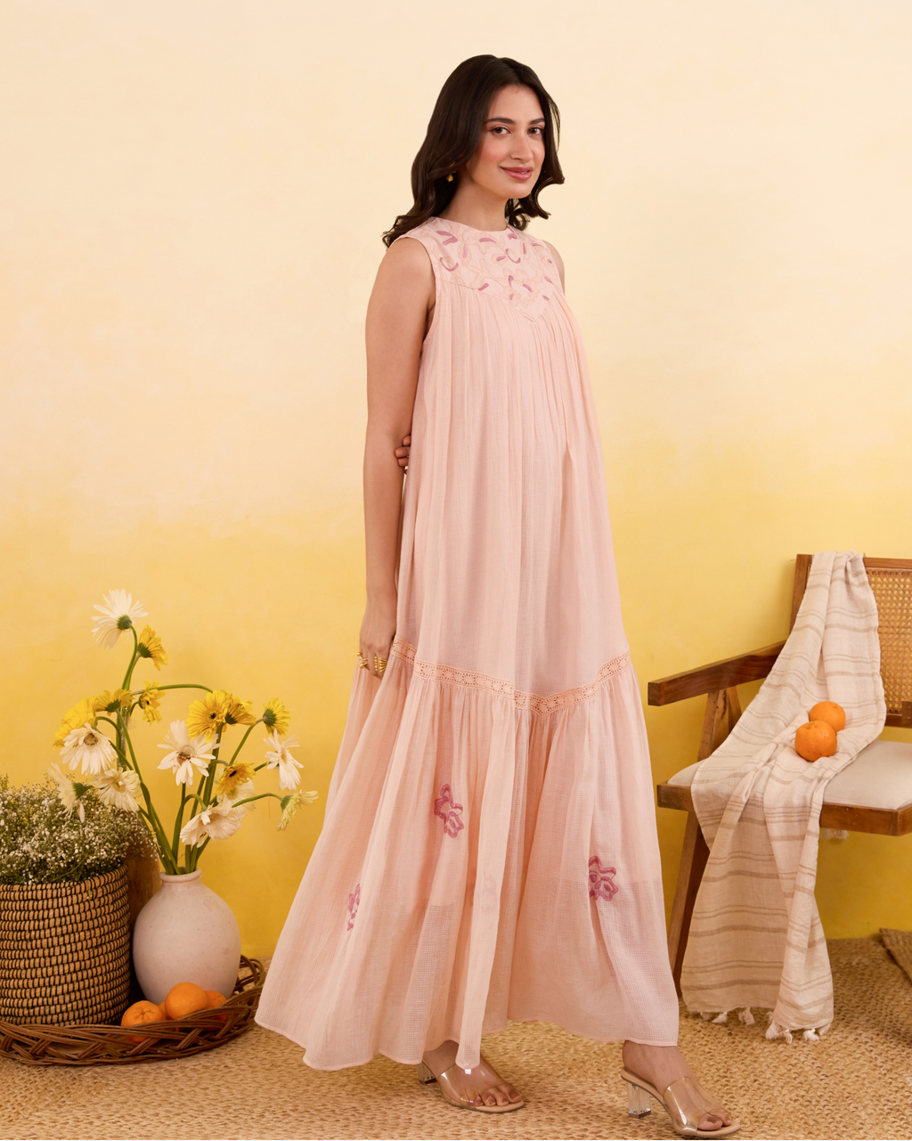 Apricot Bloom Dress by Taro India with at Kamakhyaa for sustainable fashion