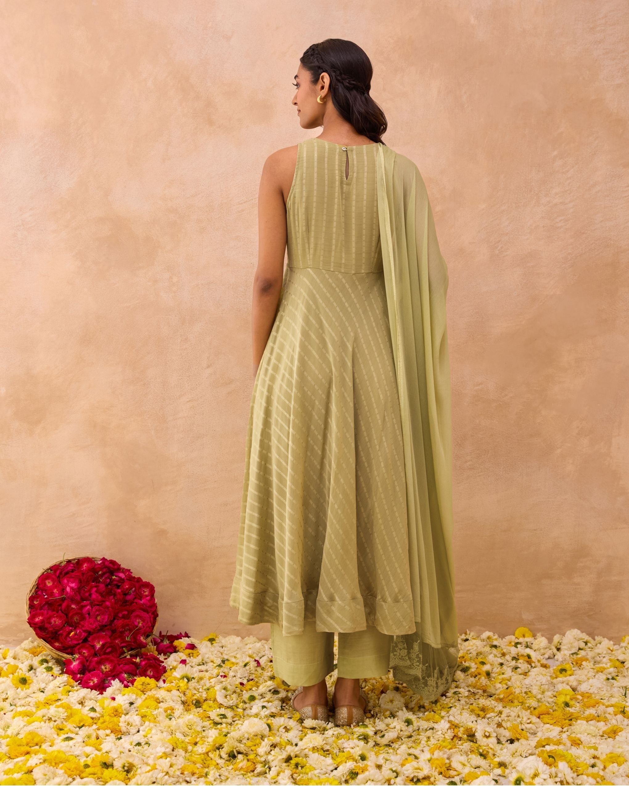 Olive Mist Kurta Set by Taro India with at Kamakhyaa for sustainable fashion