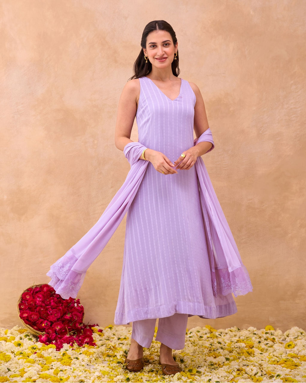 Lavender Grace Kurta Set by Taro India with at Kamakhyaa for sustainable fashion