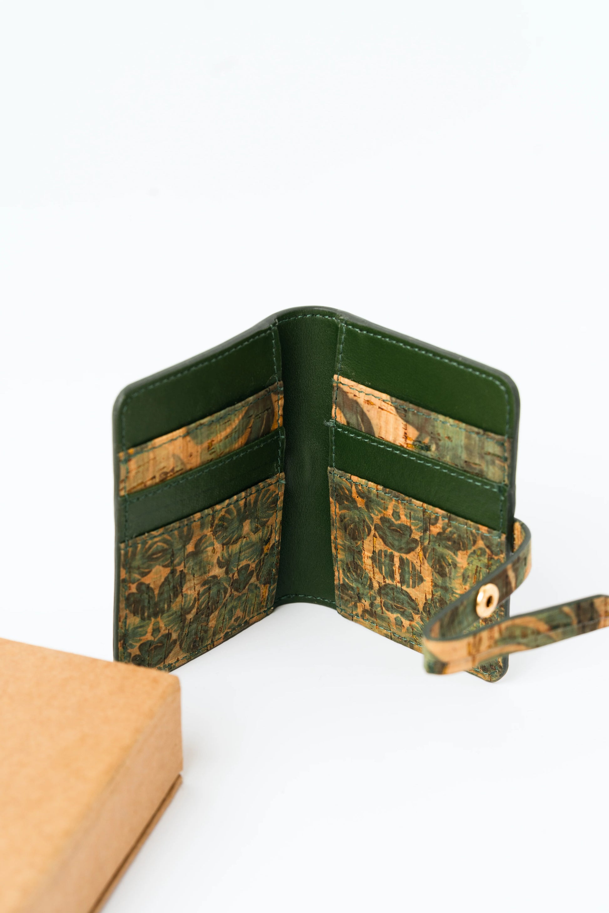 Green Solid Cardholder by Green Hermitage with Cactus Leather, Cardholders, Free Size, Green, Hemp, Lyocell, Office Wear, Recycled, Solids at Kamakhyaa for sustainable fashion