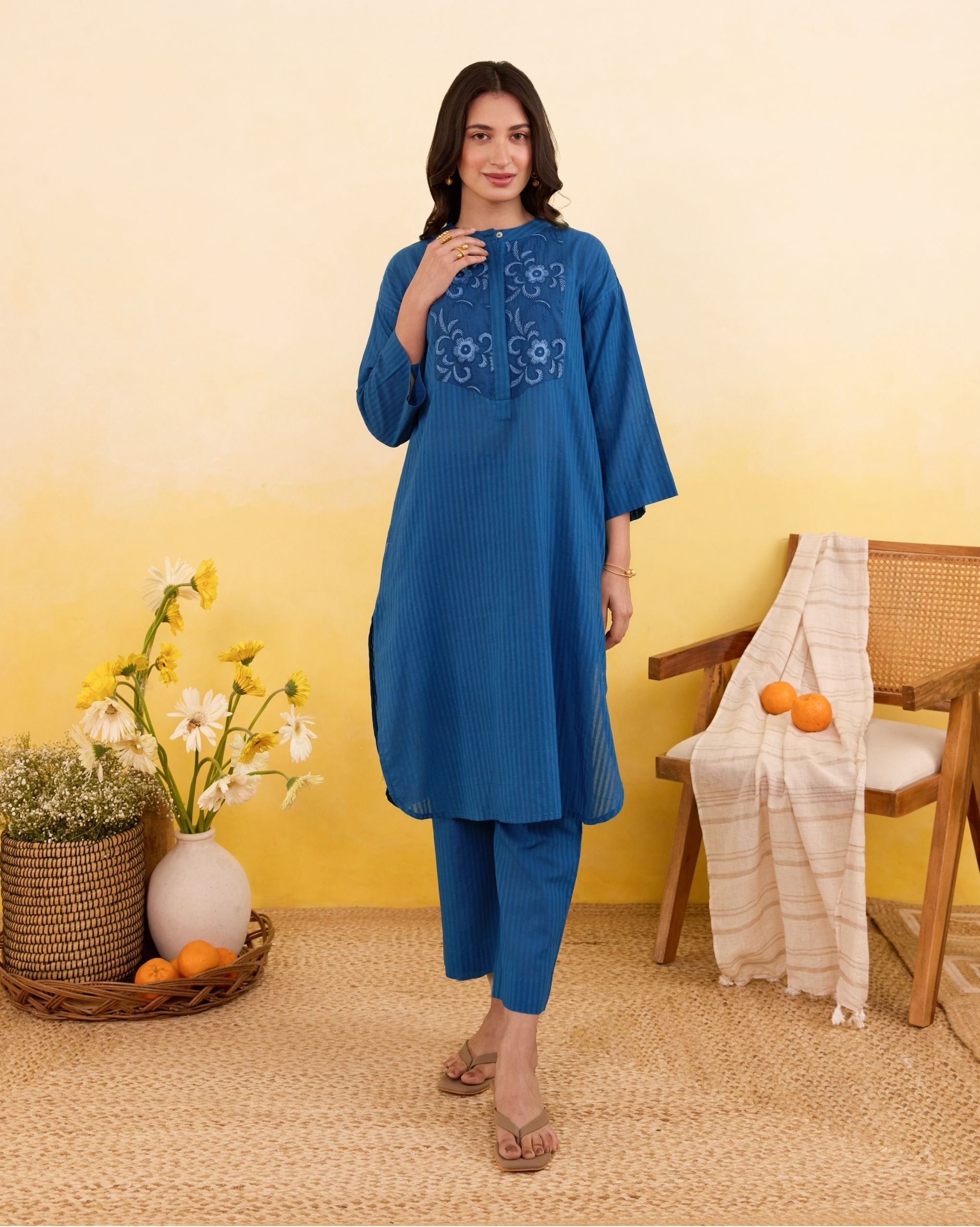 Blueberry Bloom Co-ord by Taro India with at Kamakhyaa for sustainable fashion