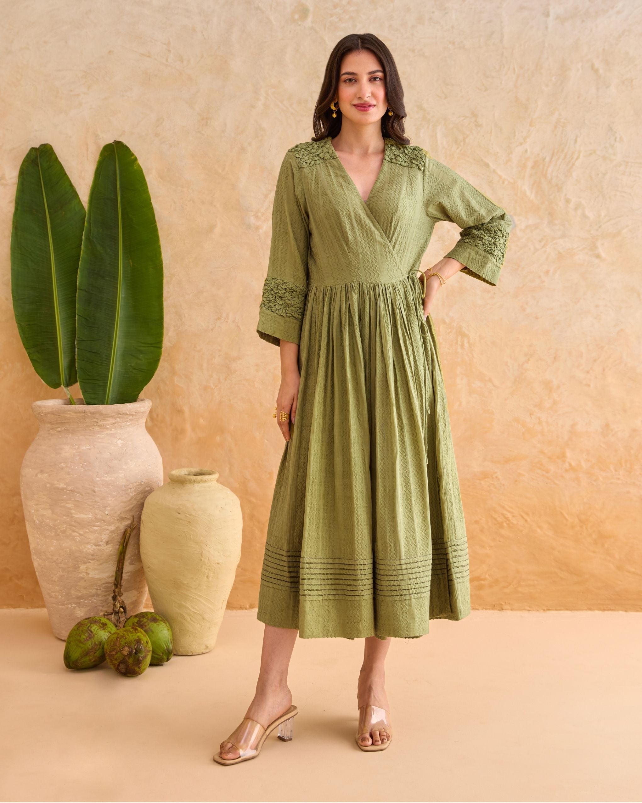 Olive Fern Dress by Taro India with at Kamakhyaa for sustainable fashion