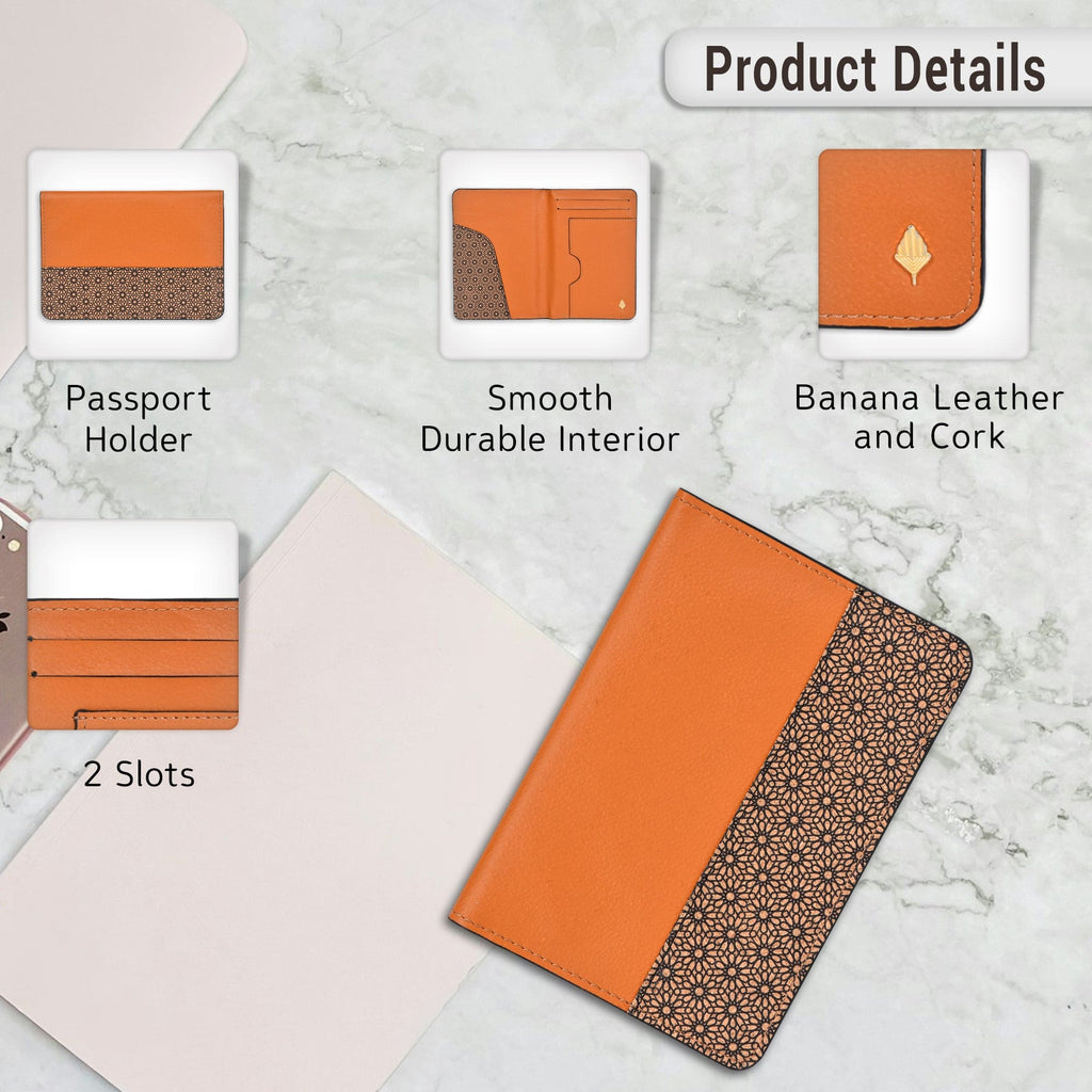 Sustainable Vegan Leather Passport Holder - Tan by Green Hermitage with Accents & Accessories, Corporate Products & Travel Accessories by Green Hermitage at Kamakhyaa for sustainable fashion