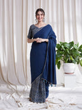 Nila Indigo Saree by Hasttvam with CottonFloralFestive WearIndigoHandmade by artisans, Natural dyes, Relaxed Fit, Respondible production and Vegan at Kamakhyaa for sustainable fashion