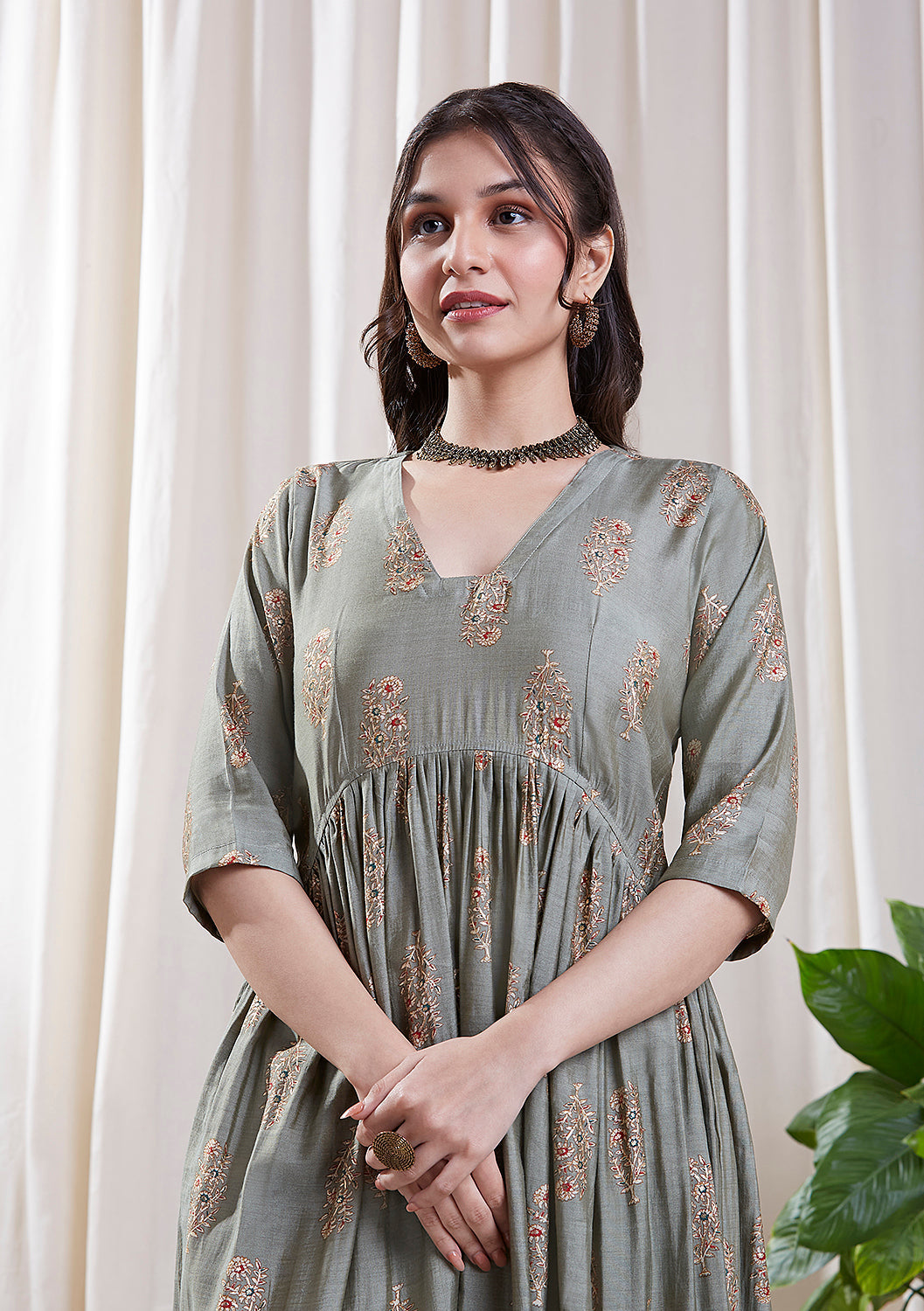 Riya green Kurta set by My Store with Festive wear, Floral Kurta set, Kurta set at Kamakhyaa for sustainable fashion