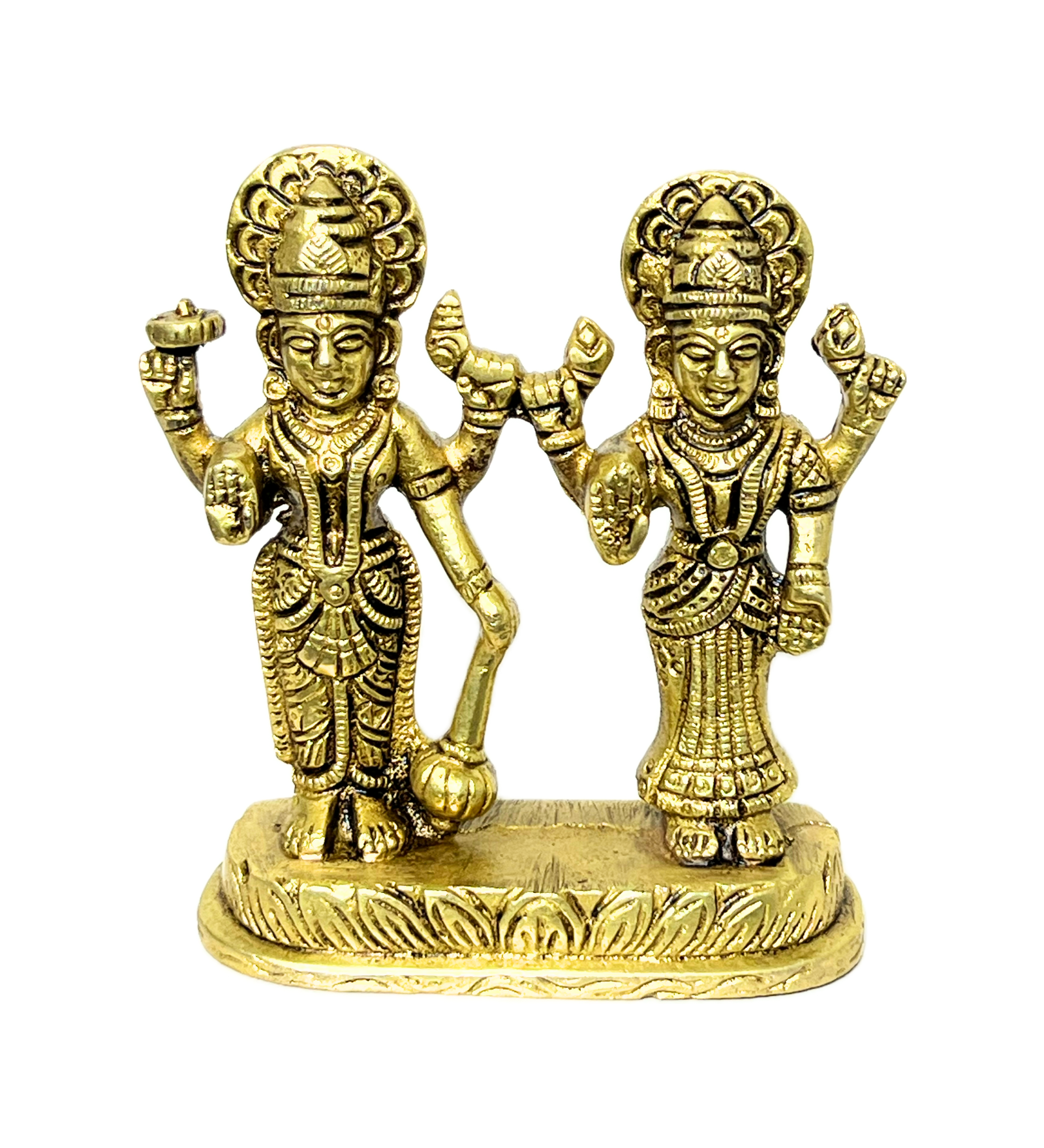 Brass Standing Vishnu Laxmi Idol – 100% Pure Brass by Aetherea World with God at Kamakhyaa for sustainable fashion