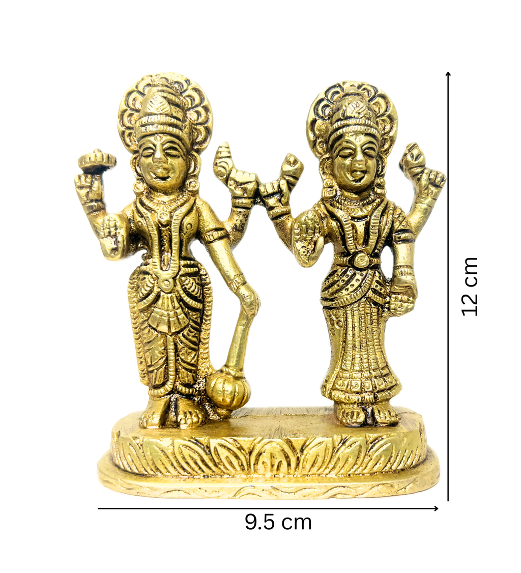 Brass Standing Vishnu Laxmi Idol – 100% Pure Brass by Aetherea World with God at Kamakhyaa for sustainable fashion
