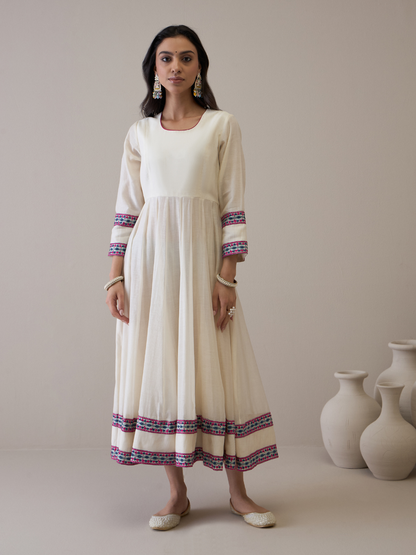 Resham Embroidered Kurta Set with Jacket by RoohbyRidhimaa with Avani by RoohbyRidhimaa, Ethnic Wear, Kurta Pant Sets, Pure Chanderi, Regular Fit, Resham Embroidered, Toxin free, White at Kamakhyaa for sustainable fashion