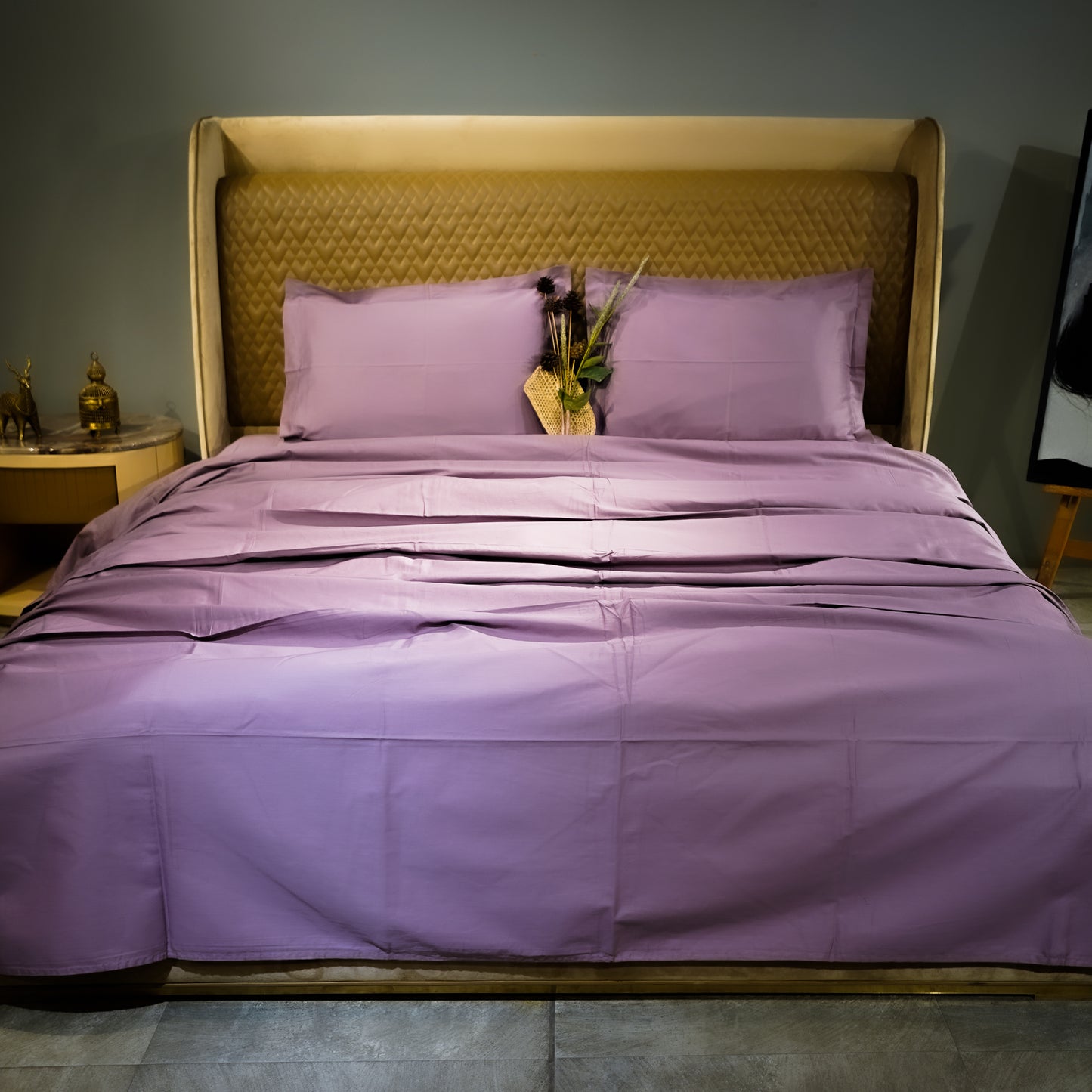 Lavender Luxury 300 TC|400 TC|500 TC Flat Sheet Set by Aetherea with Plain Bedsheets at Kamakhyaa for sustainable fashion