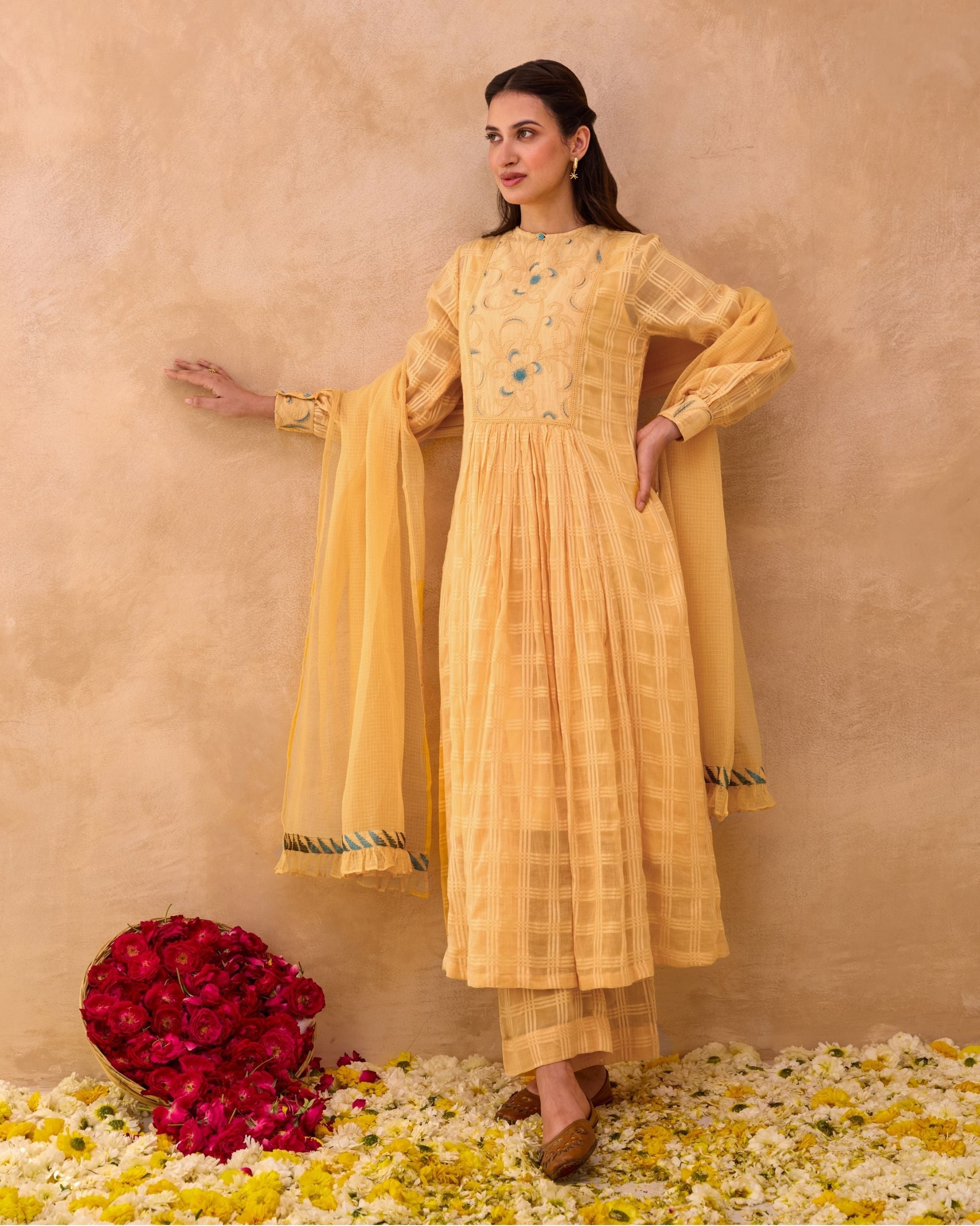 Marigold Muse Kurta Set by Taro India with at Kamakhyaa for sustainable fashion