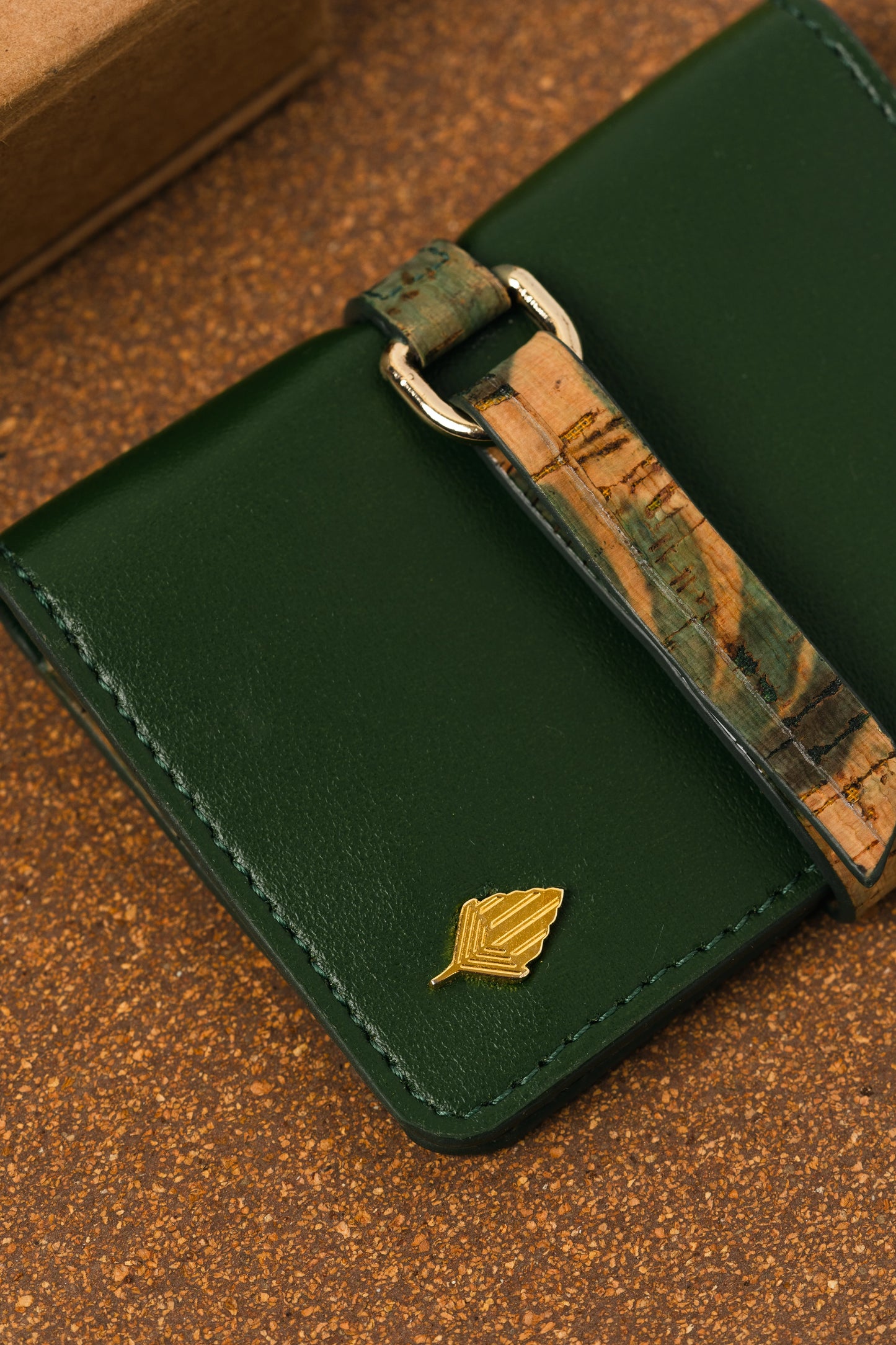 Green Solid Cardholder by Green Hermitage with Cactus Leather, Cardholders, Free Size, Green, Hemp, Lyocell, Office Wear, Recycled, Solids at Kamakhyaa for sustainable fashion