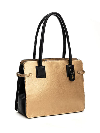 Gold Solid Tote Bag by Green Hermitage with Cactus Leather, Evening Wear, Free Size, Gold, Hemp, Lyocell, Recycled, Solids, Tote Bags at Kamakhyaa for sustainable fashion