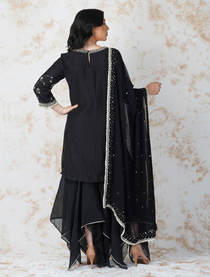 ANTIQUE WORK BLACK GARARA SET by devyanimehrotra.com with at Kamakhyaa for sustainable fashion