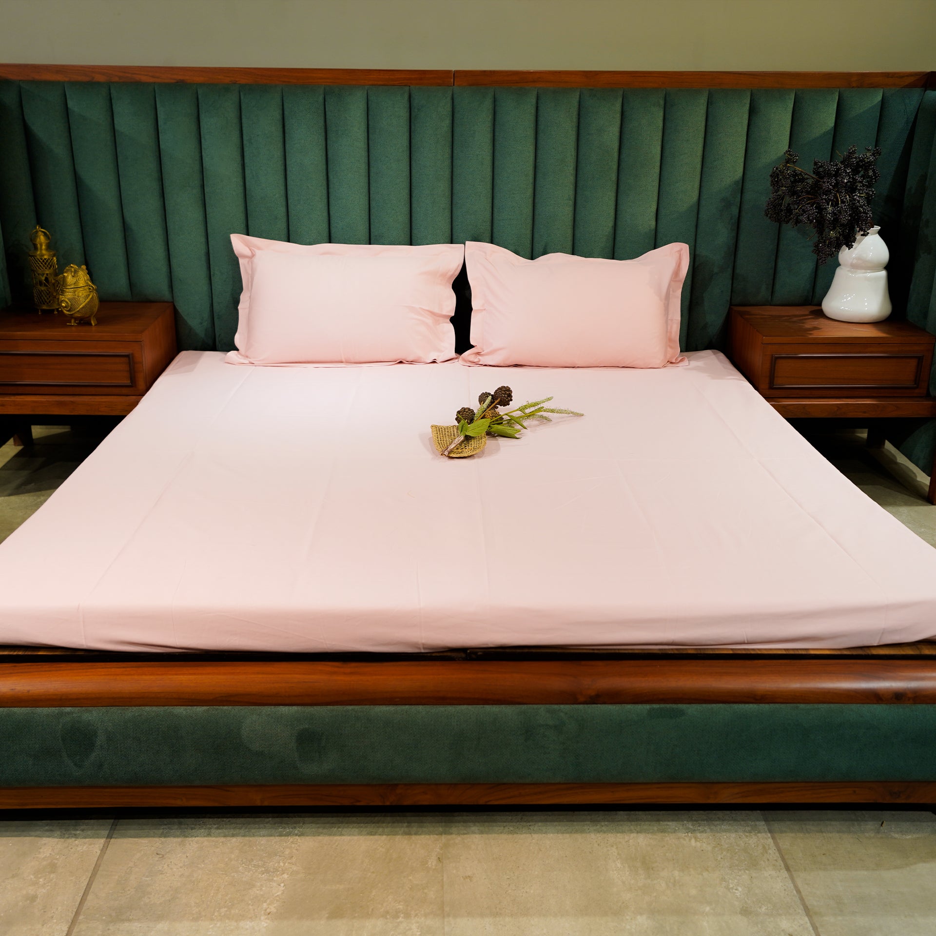 Baby Pink Serenity 300 TC|400 TC|500 TC Flat Sheet Set by Kamakhyaa with Plain Bedsheets at Kamakhyaa for sustainable fashion