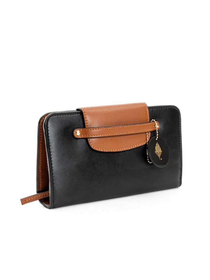 Black Casual Wear Women Wallet by Green Hermitage with Apple Leather, Black, Casual Wear, Free Size, Hemp, Lyocell, Recycled, Solids, Women Wallets at Kamakhyaa for sustainable fashion