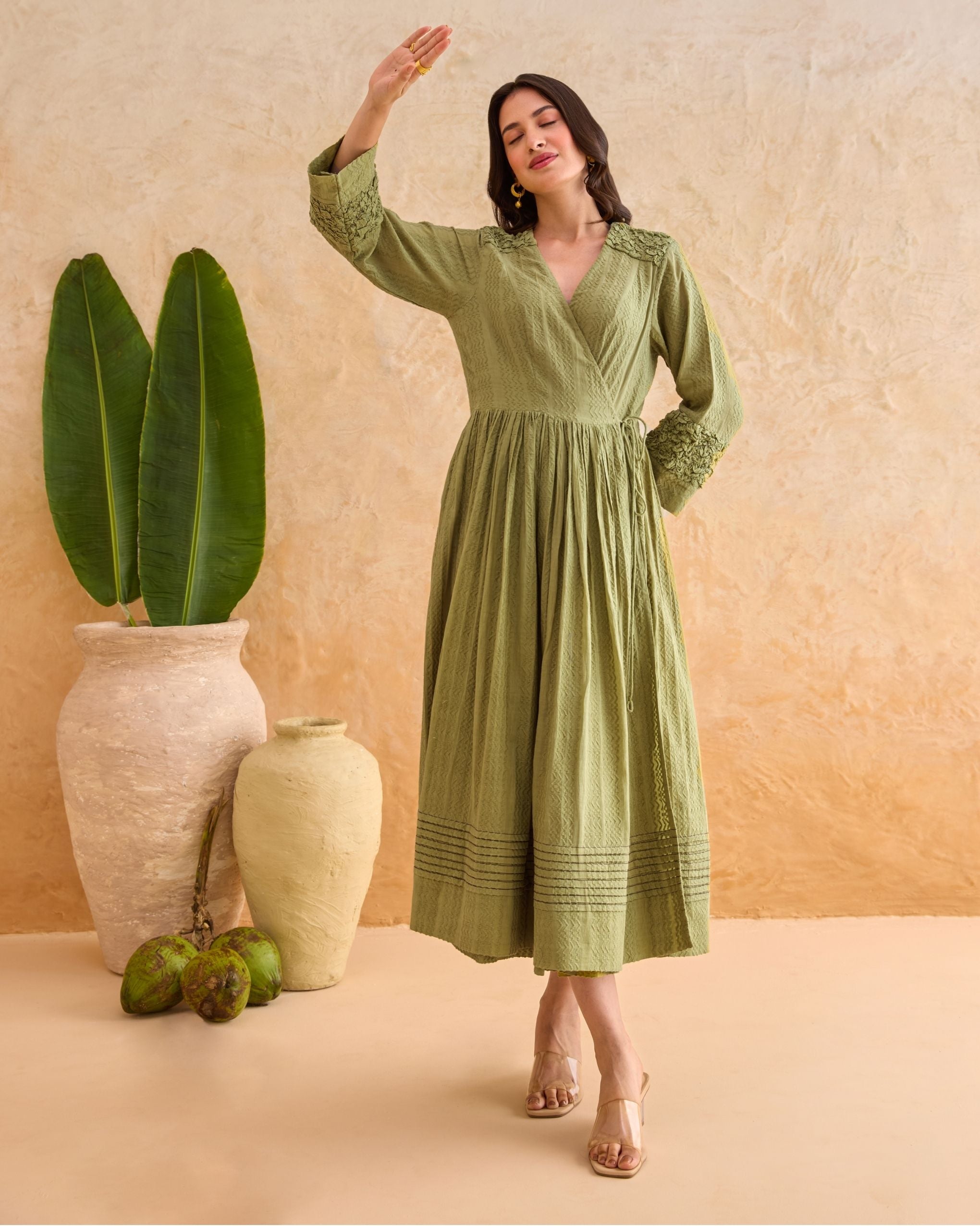 Olive Fern Dress by Taro India with at Kamakhyaa for sustainable fashion