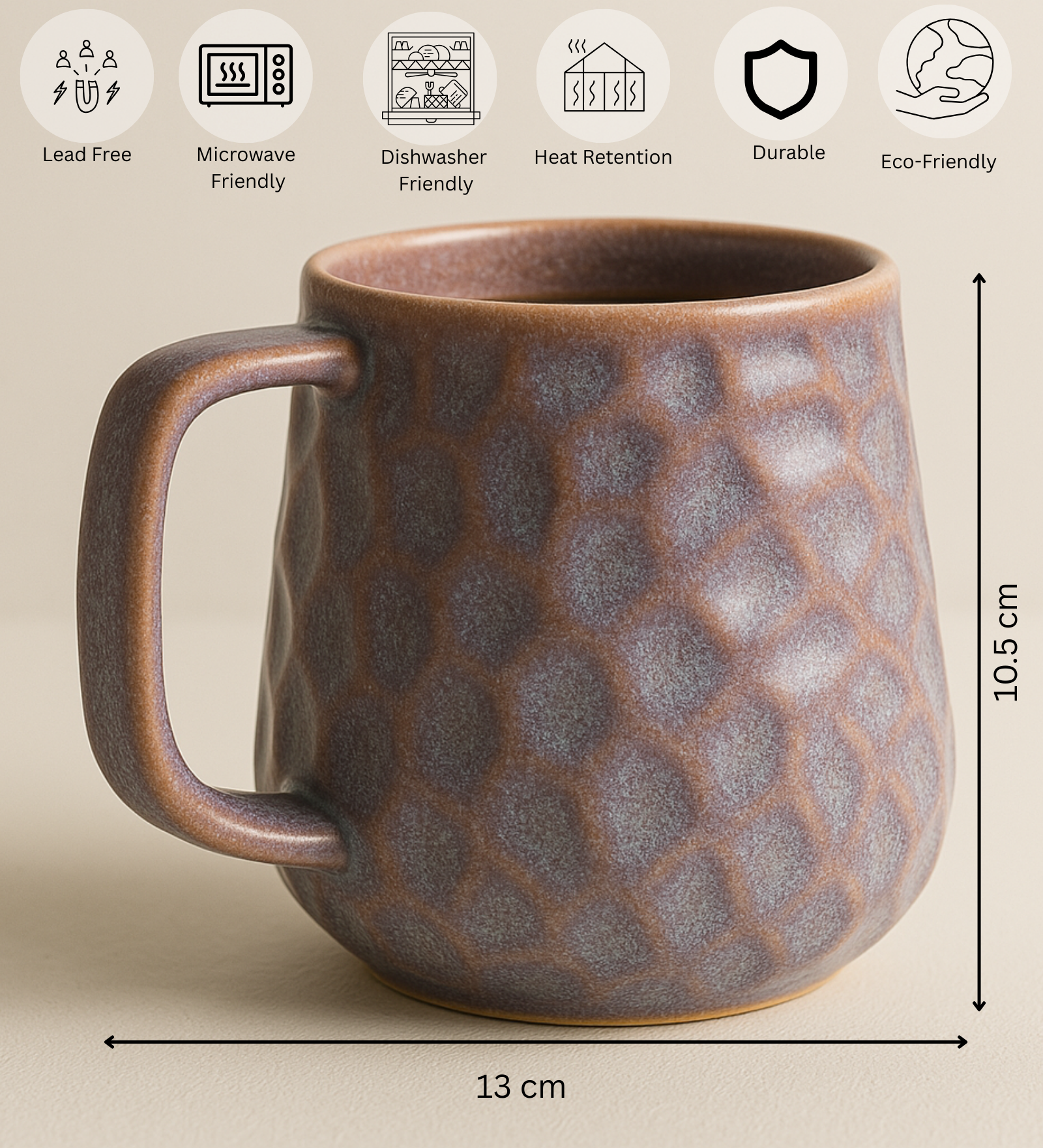 Mesa Textured Ceramic Mug – Handmade Stoneware Coffee Cup by Aetherea World with at Kamakhyaa for sustainable fashion