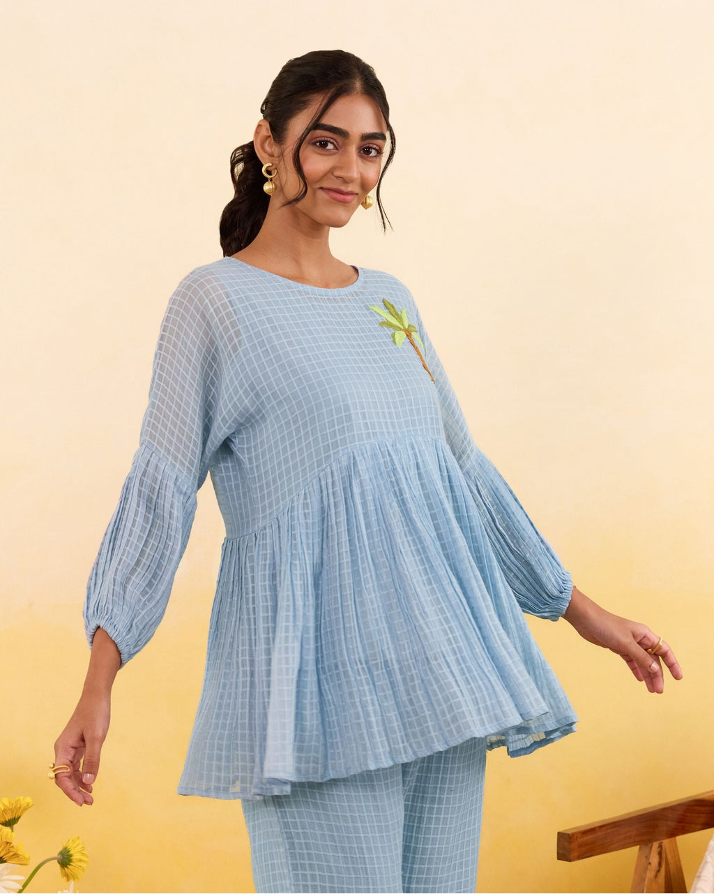 Sky Grid Top by Taro India with at Kamakhyaa for sustainable fashion
