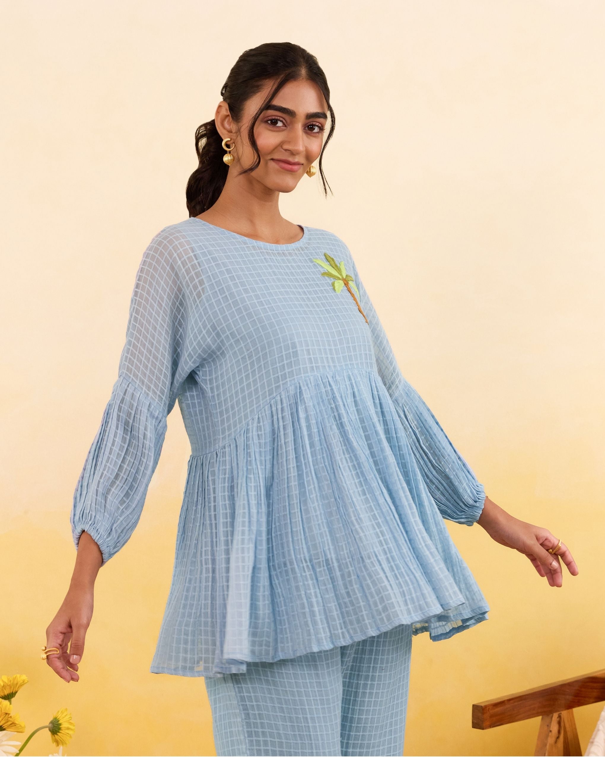 Sky Grid Top by Taro India with at Kamakhyaa for sustainable fashion
