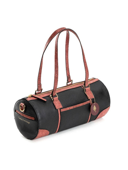 Black Solid Duffle Bag by Green Hermitage with Black, Cactus Leather, Casual Wear, Coconut Leather, Duffle Bags, Free Size, Hemp, Lyocell, Recycled, Solids at Kamakhyaa for sustainable fashion