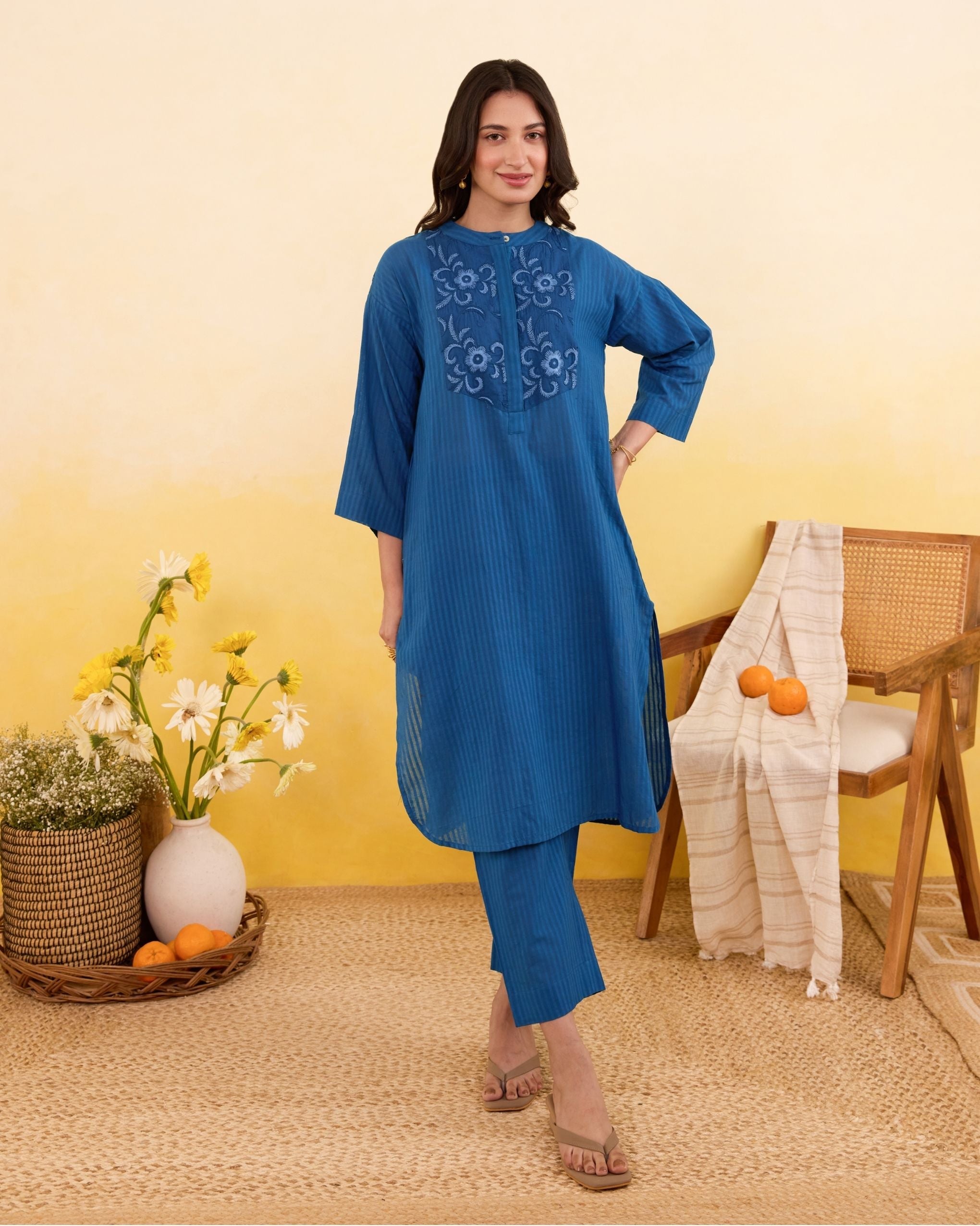 Blueberry Bloom Co-ord by Taro India with at Kamakhyaa for sustainable fashion