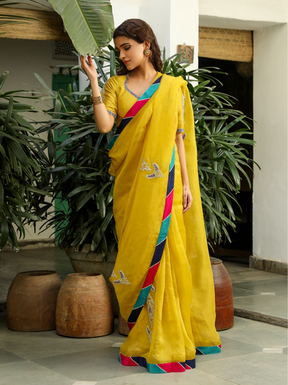 Rukmani Saree Set by RoohbyRidhimaa with Large, Medium, Small, X-Large, X-Small at Kamakhyaa for sustainable fashion