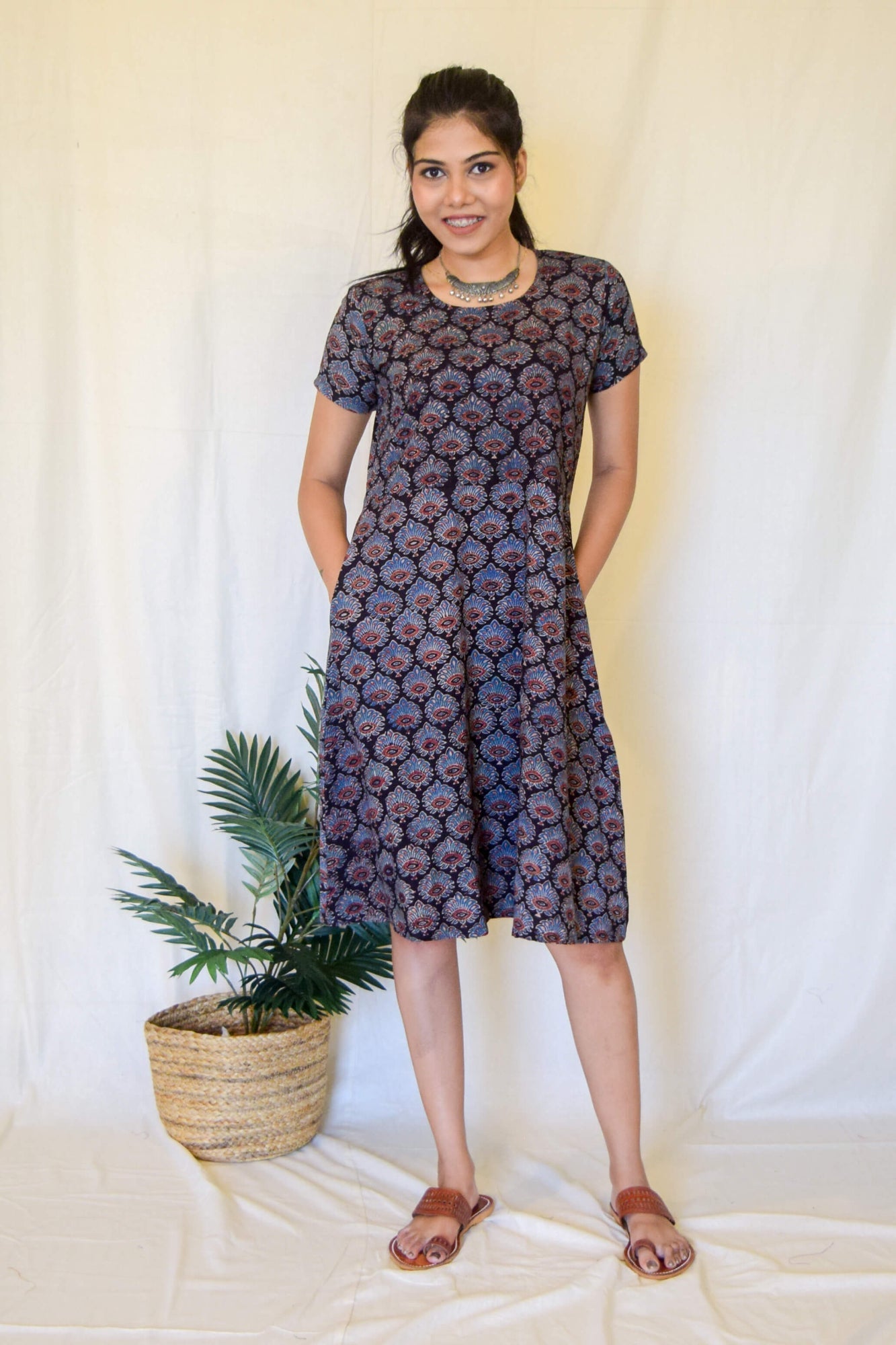 Black Ajrakh Cotton Dress by My Store with at Kamakhyaa for sustainable fashion