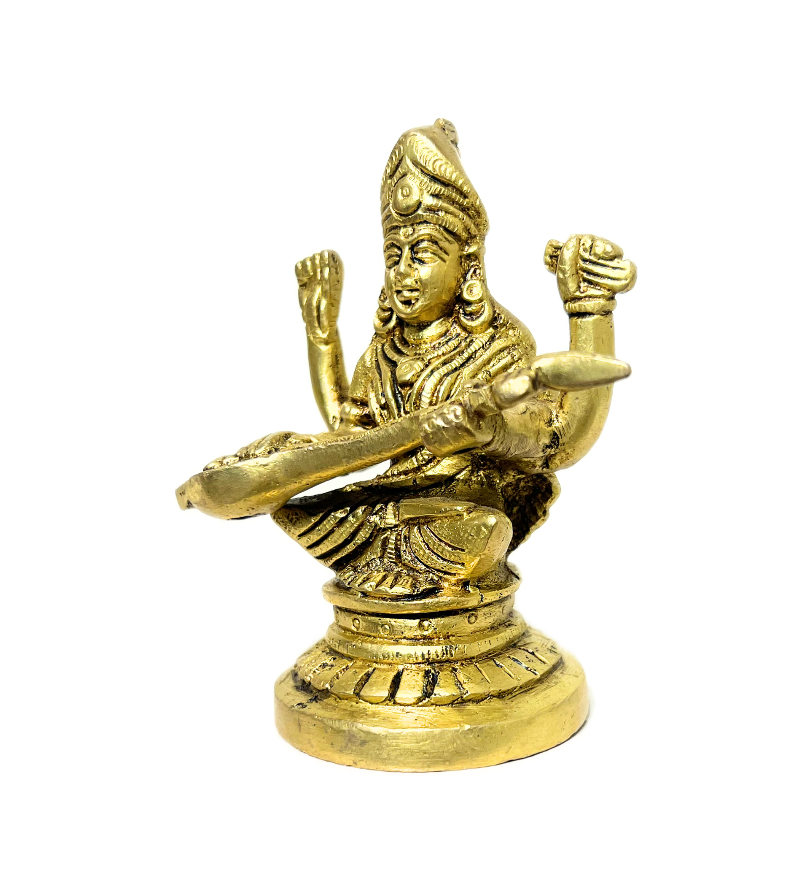Brass Saraswati Maa Idol – 100% Pure Brass by Aetherea World with God at Kamakhyaa for sustainable fashion