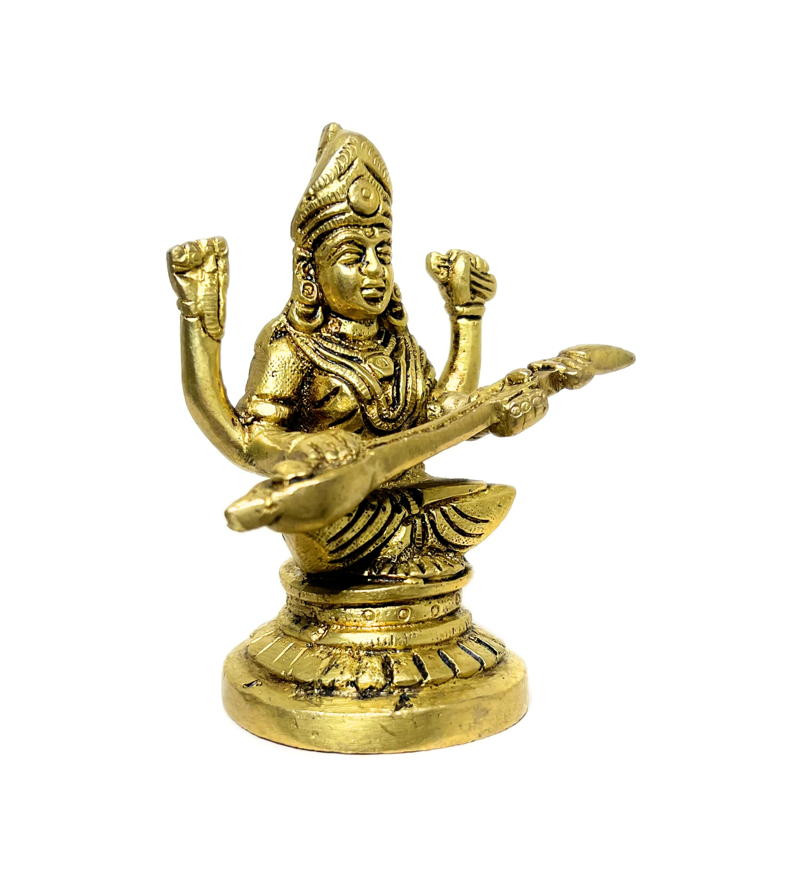 Brass Saraswati Maa Idol – 100% Pure Brass by Aetherea World with God at Kamakhyaa for sustainable fashion