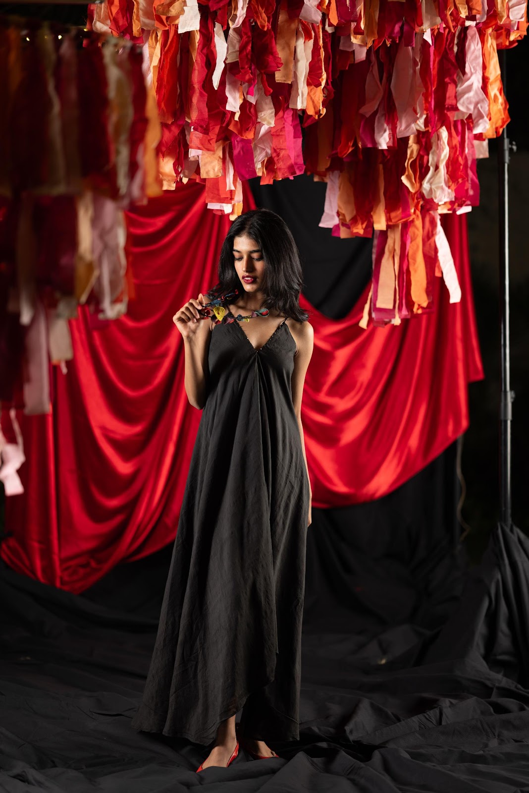 Ebony Dress by Araayeh with Artisan Made, Black, Evening Wear, Handwoven Cotton SIlk, Sleeveless Dresses, Solids at Kamakhyaa for sustainable fashion