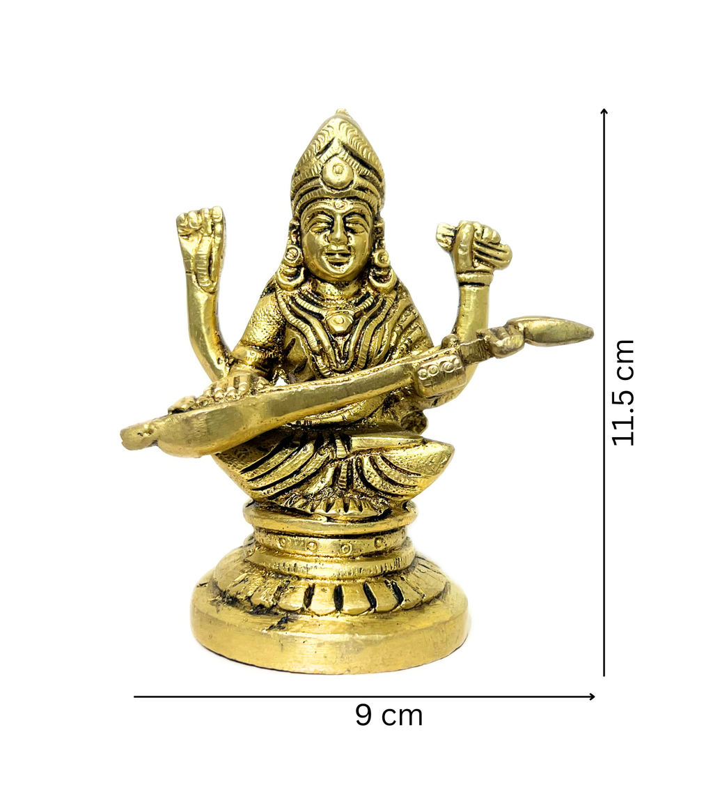 Brass Saraswati Maa Idol – 100% Pure Brass by Aetherea World with God at Kamakhyaa for sustainable fashion