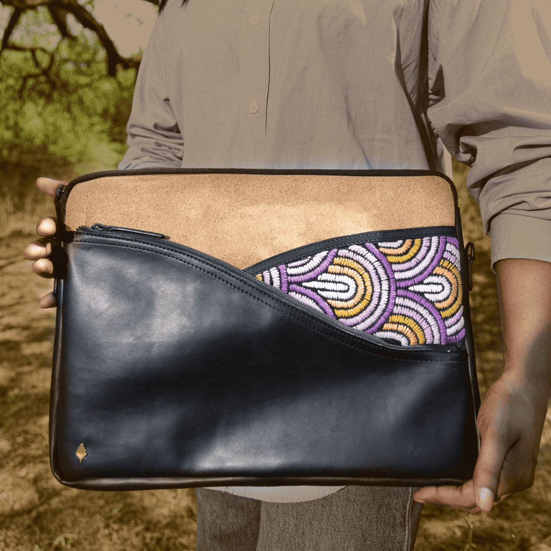 Acacia Vegan Leather Laptop Sleeve - Black by Green Hermitage with SS25 at Kamakhyaa for sustainable fashion