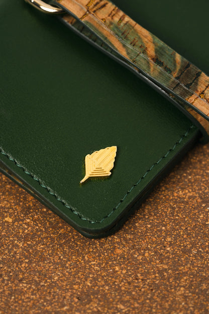 Green Solid Cardholder by Green Hermitage with Cactus Leather, Cardholders, Free Size, Green, Hemp, Lyocell, Office Wear, Recycled, Solids at Kamakhyaa for sustainable fashion