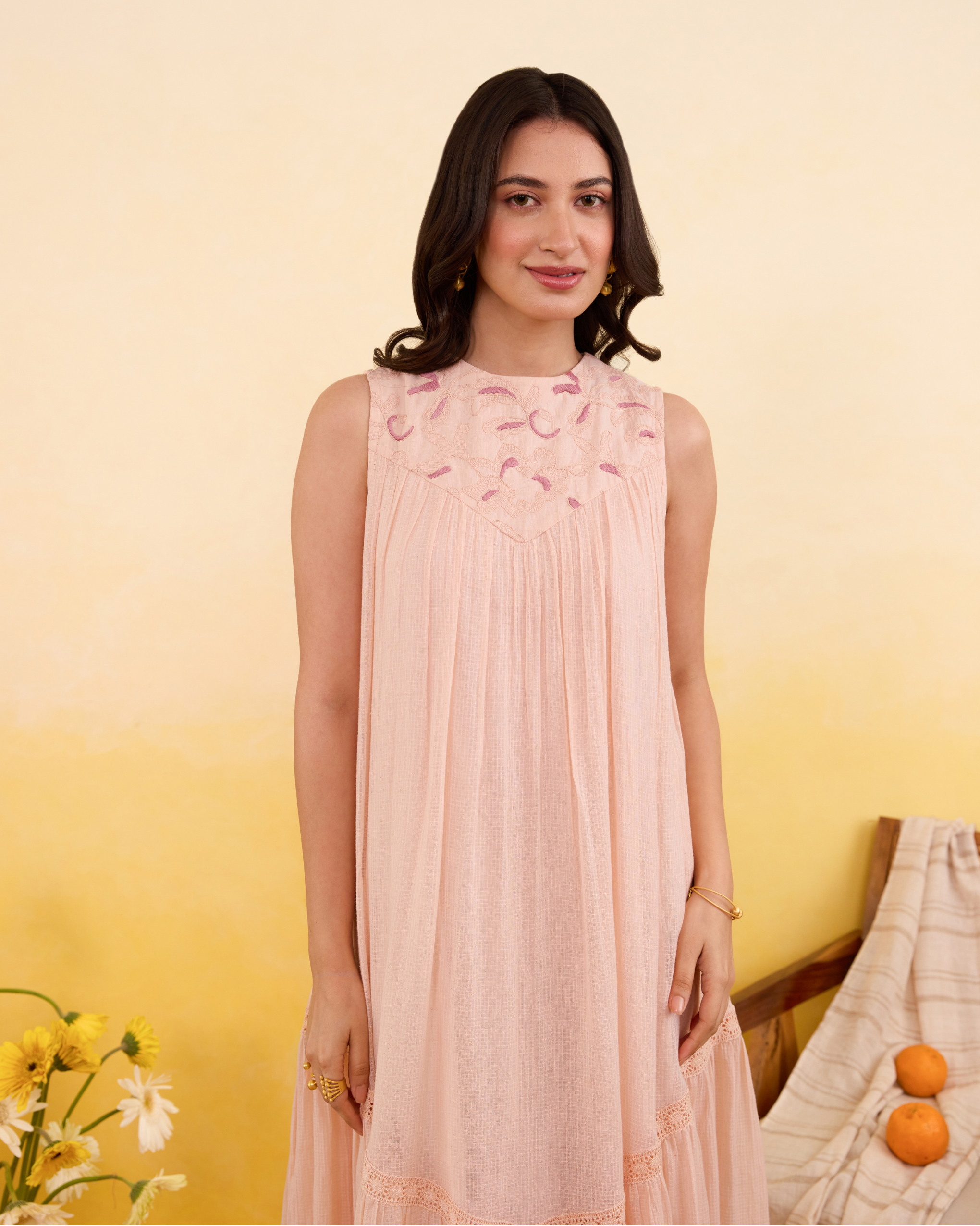 Apricot Bloom Dress by Taro India with at Kamakhyaa for sustainable fashion