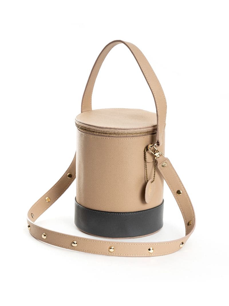 Beige Solid Bucket Bag by Green Hermitage with Apple Leather, Beige, Bucket Bags, Casual Wear, Free Size, Hemp, Lyocell, Recycled, Solids at Kamakhyaa for sustainable fashion