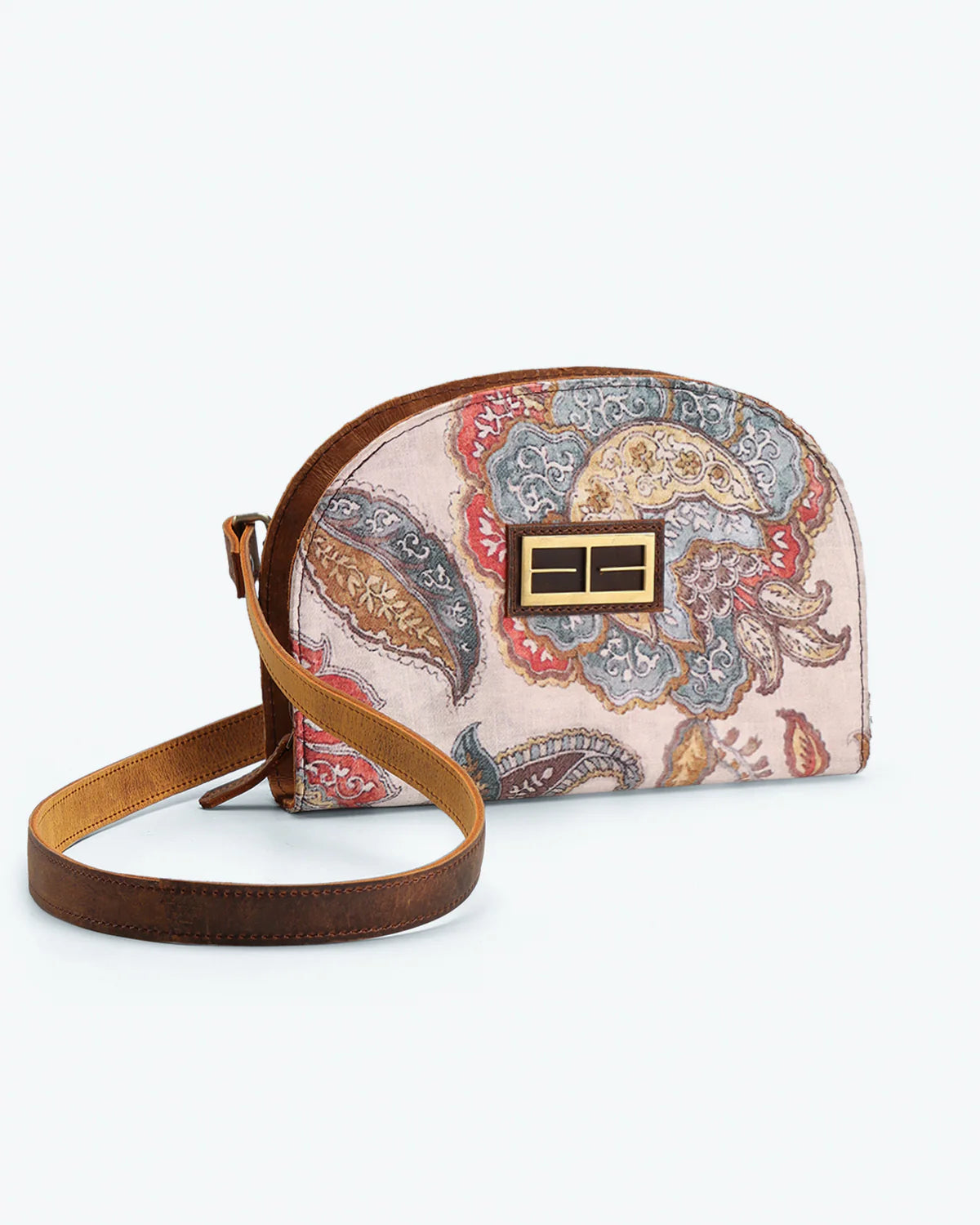 Kalamkari Half Moon Sling Bag by The Indian Trunk with at Kamakhyaa for sustainable fashion