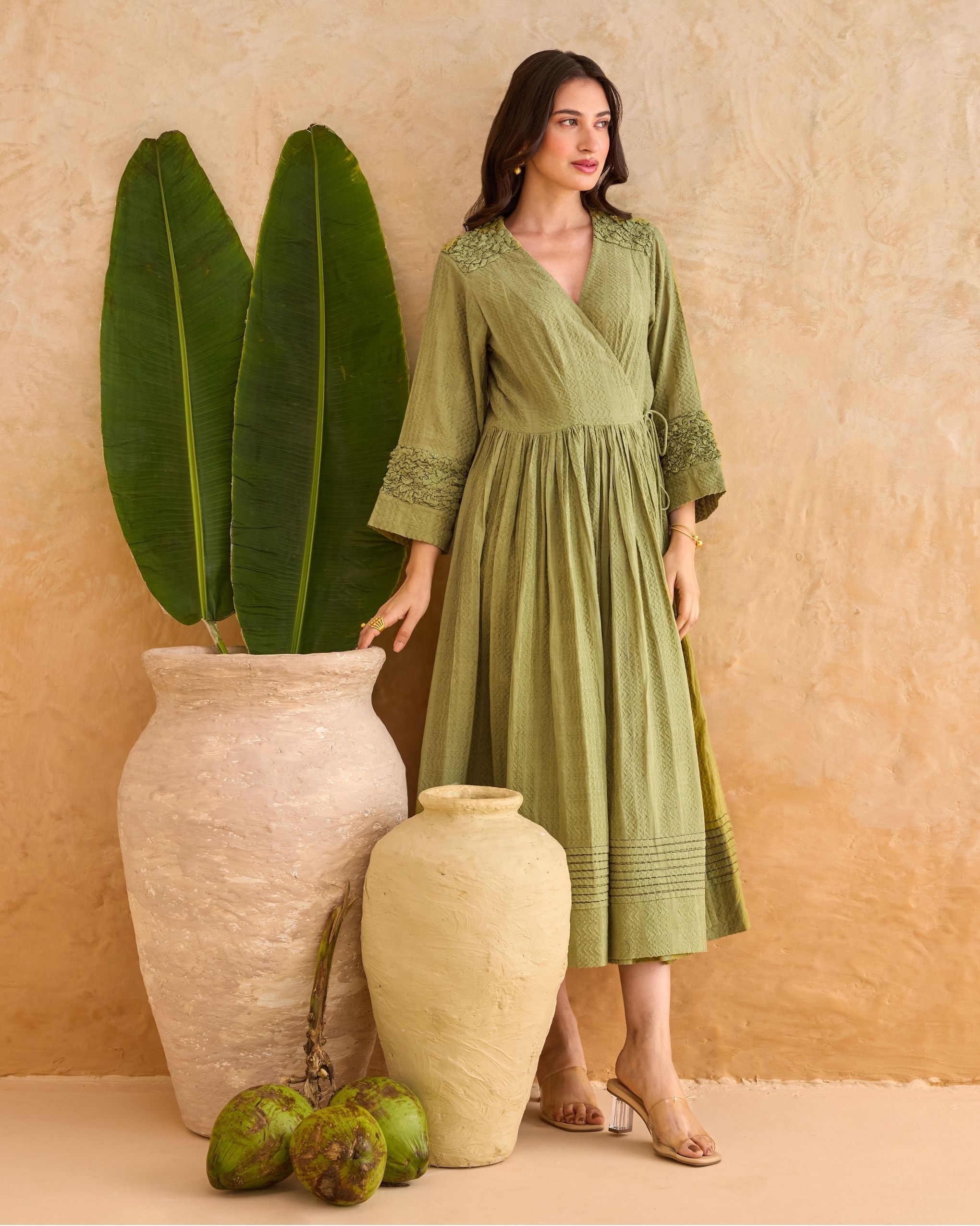 Olive Fern Dress by Taro India with at Kamakhyaa for sustainable fashion