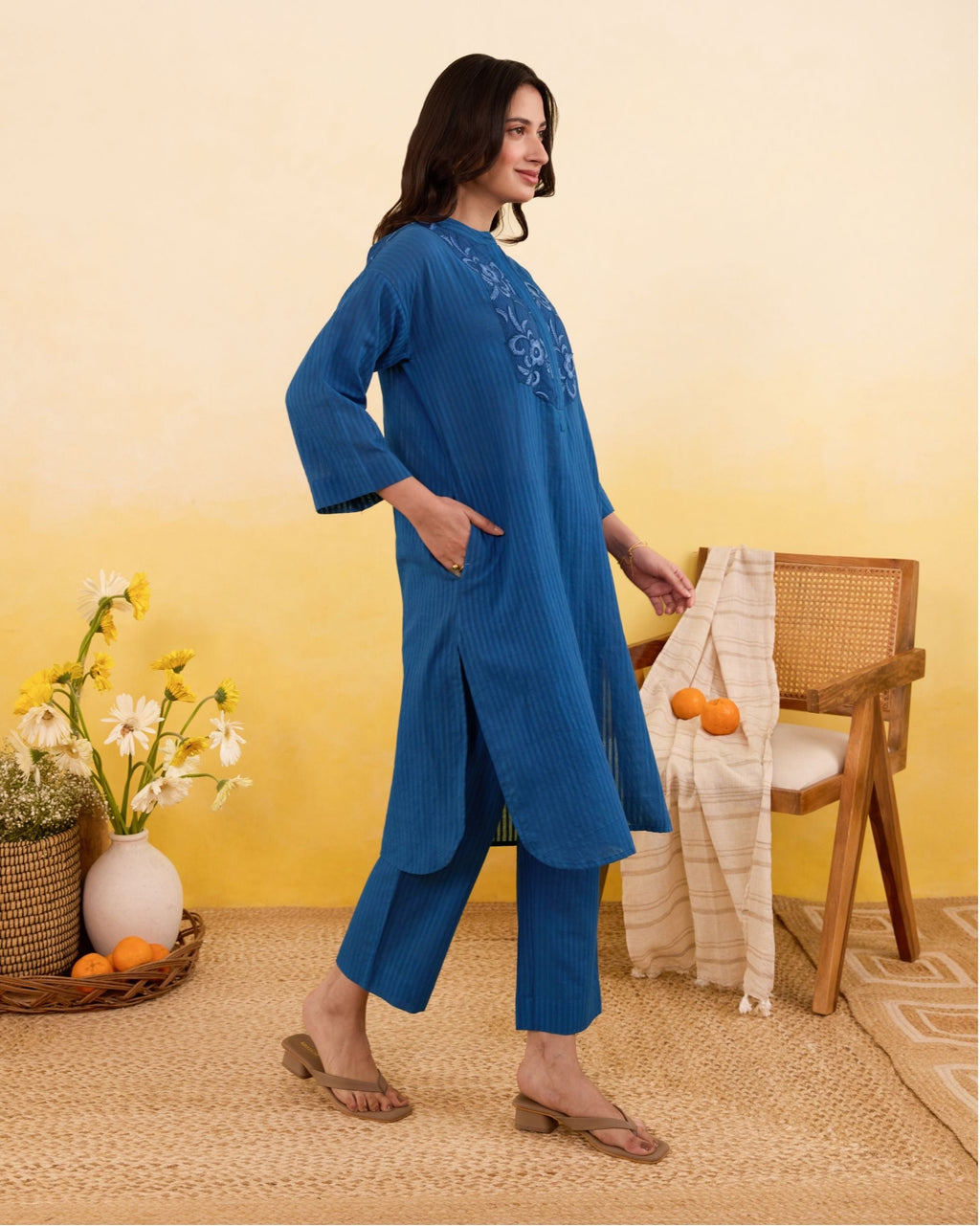 Blueberry Bloom Co-ord by Taro India with at Kamakhyaa for sustainable fashion