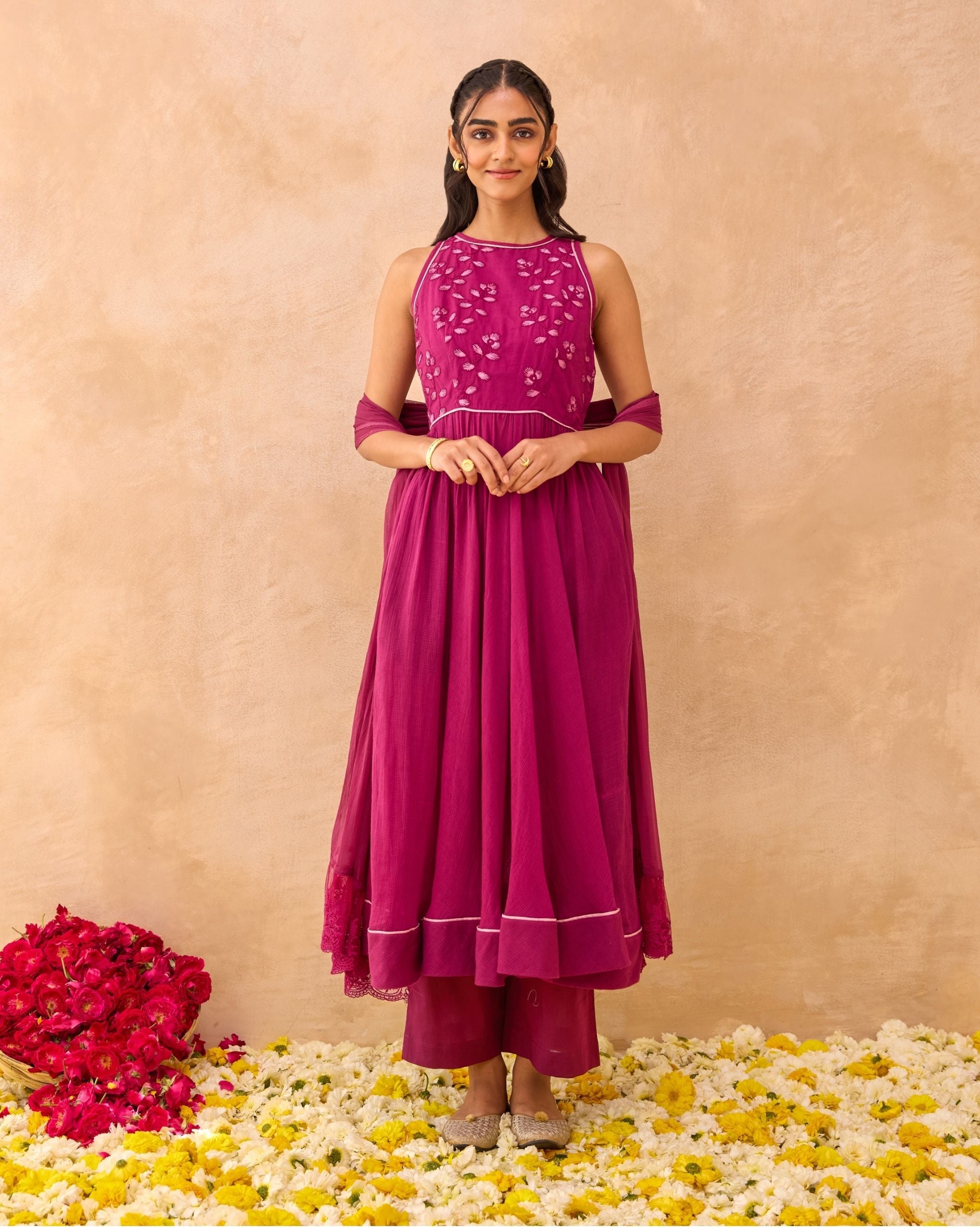 Berry Bash Kurta Set by Taro India with at Kamakhyaa for sustainable fashion