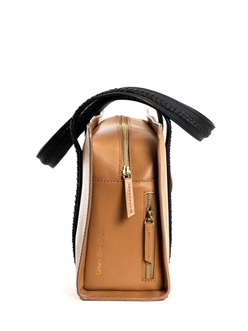 Brown Office Wear Shoulder Bag by Green Hermitage with Brown, Cactus Leather, Free Size, Hemp, Lyocell, Recycled, Shoulder Bags, Solids at Kamakhyaa for sustainable fashion