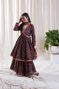 Anvi Black Kurta Set by Hasttvam with Black, Cotton, Festive Wear, Floral, Natural dyes, Relaxed Fit, Respondible production and Vegan at Kamakhyaa for sustainable fashion