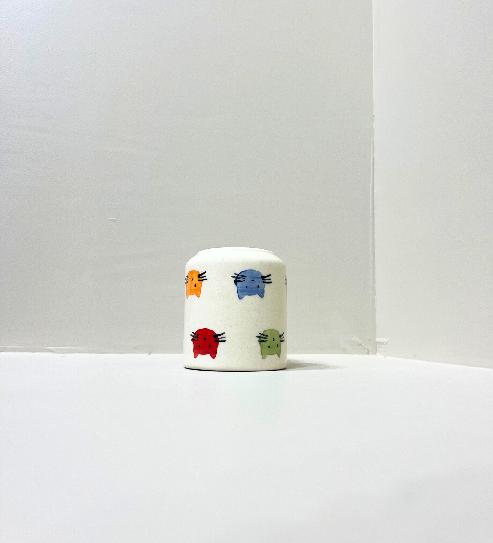 Purrfect Companions – Hand-Painted Kitty Face Mug by Aetherea World with at Kamakhyaa for sustainable fashion