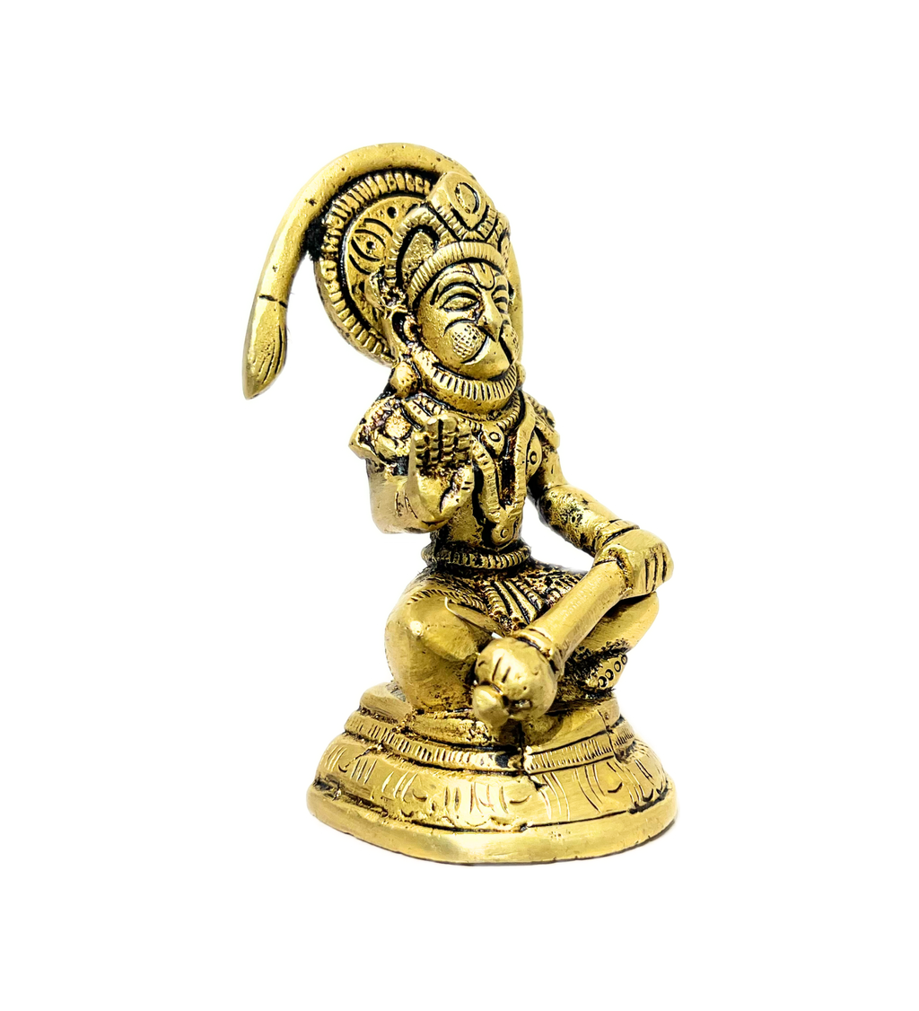 Brass Sitting Hanuman Idol – 100% Pure Brass by Aetherea World with God at Kamakhyaa for sustainable fashion