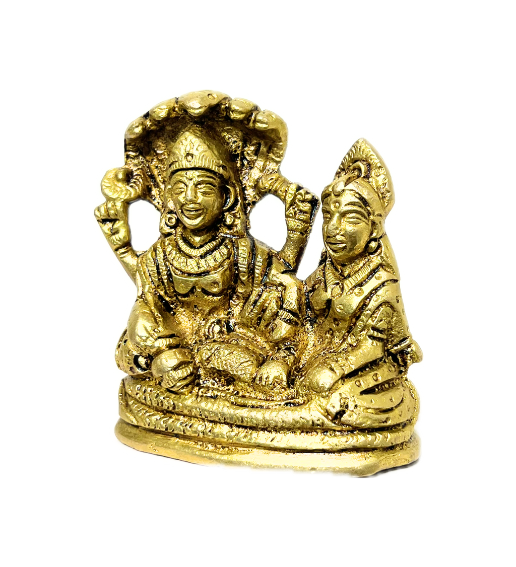 Brass Vishnu Laxmi on Shesh Naag – 100% Pure Brass by Aetherea World with God at Kamakhyaa for sustainable fashion
