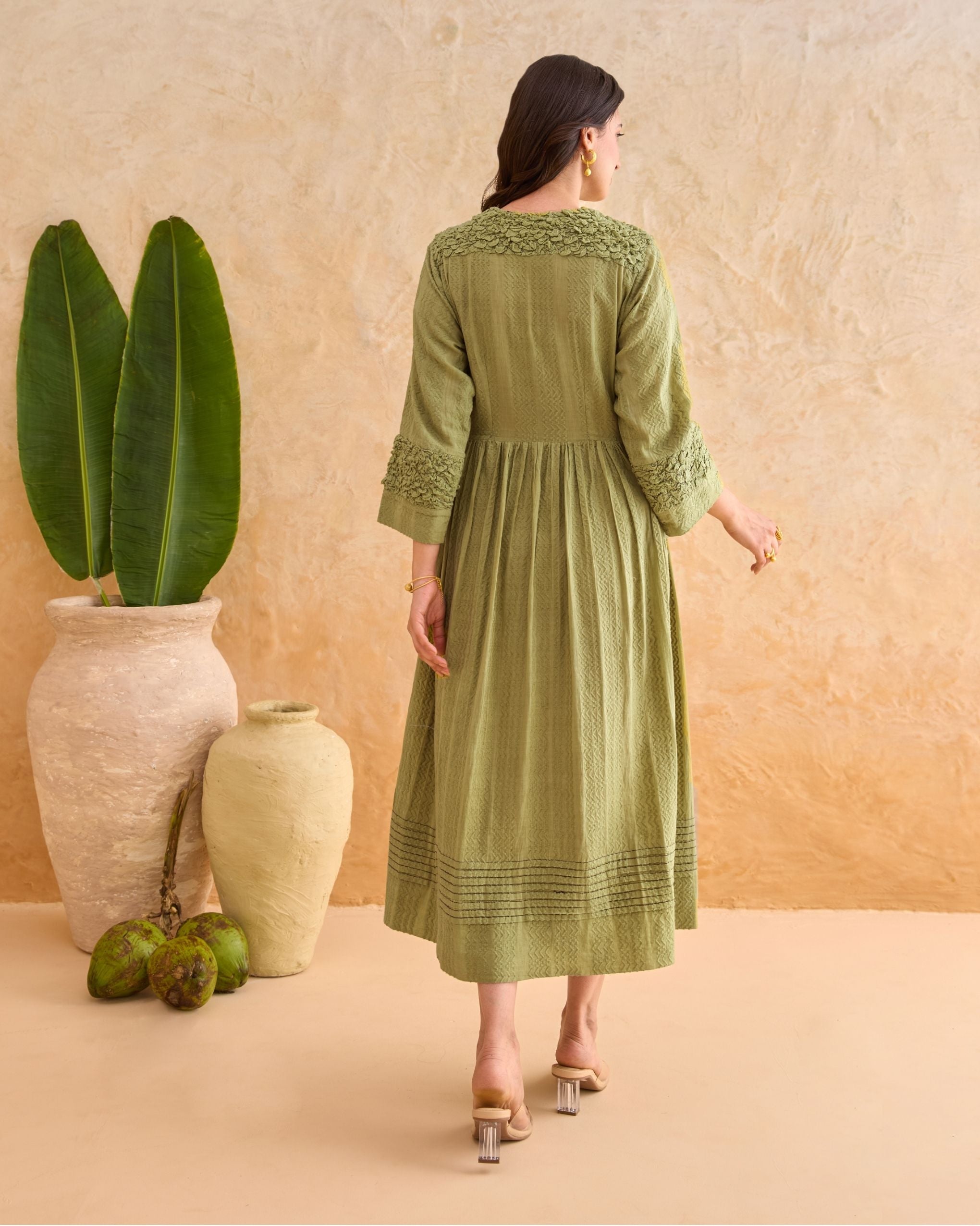 Olive Fern Dress by Taro India with at Kamakhyaa for sustainable fashion